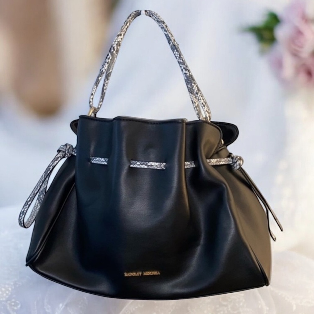 Badgley Mischka Black Shoulder Bag with Silver Accents